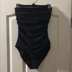 J. Crew NWT strapless ruched black one piece swimsuit size S